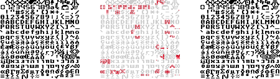Comparison of the TOS 8×8 font, disk version vs ROM version